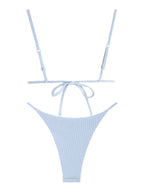 Zaful Triangle Swimsuit in Embossed Fabric, Red and Blue