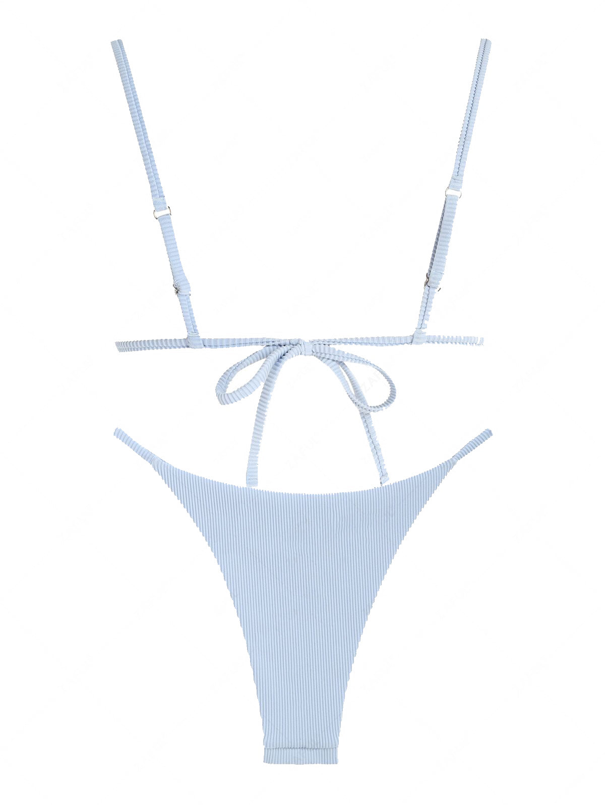 Zaful Triangle Swimsuit in Embossed Fabric, Red and Blue