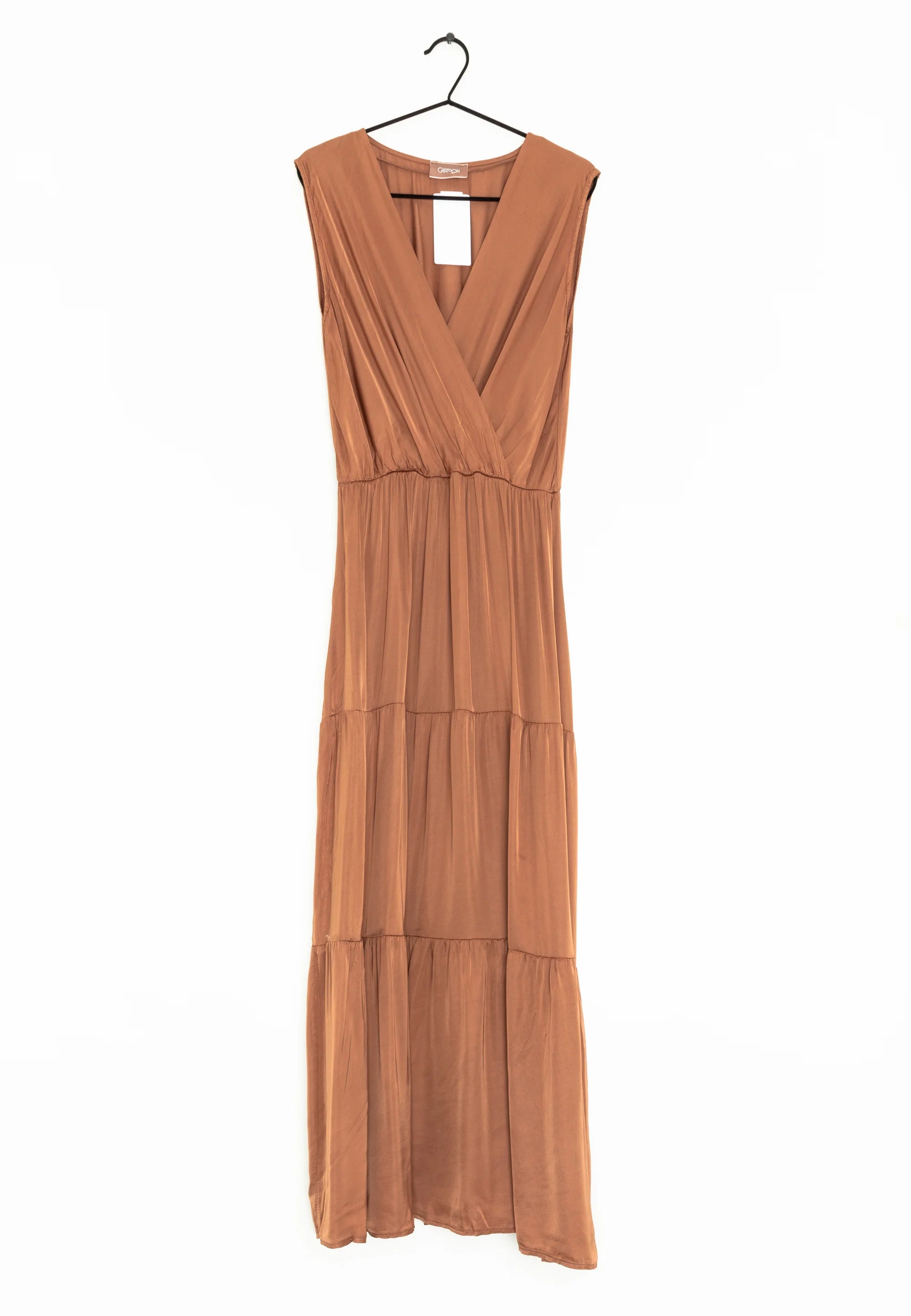 Cartoon Women's satin long dress, bronze color