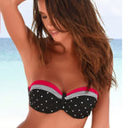 Swimsuit top with underwire season 2025 Lascana, black with dots