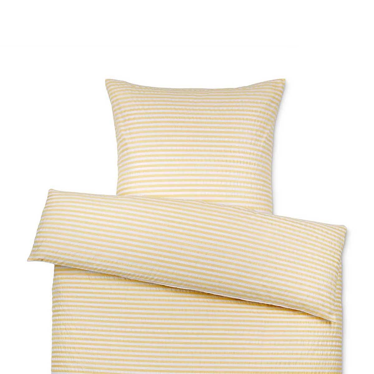 Комплект чаршаф и калъфка, жълто-бели