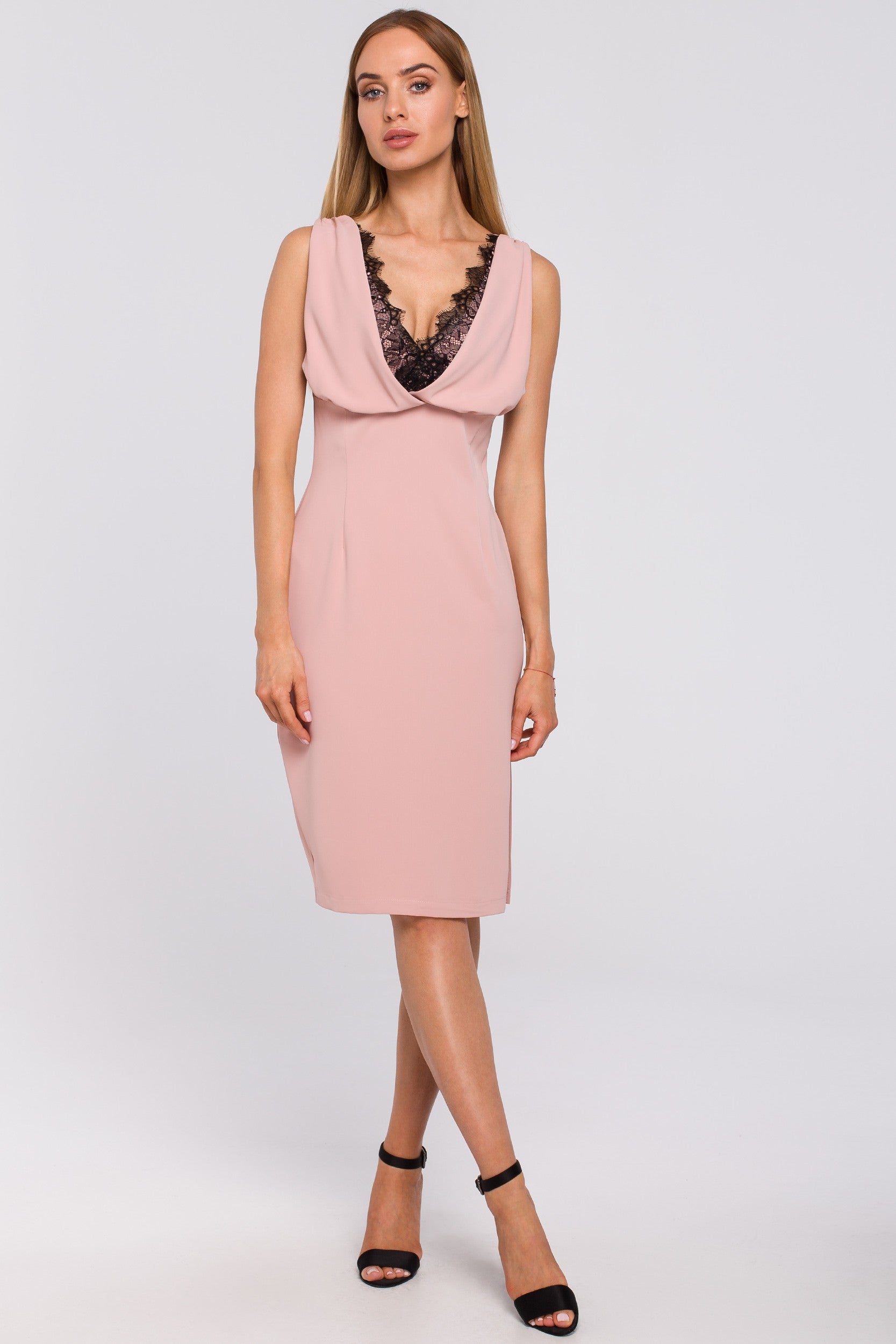 Made of Emotions Women's elegant lace dress, pink