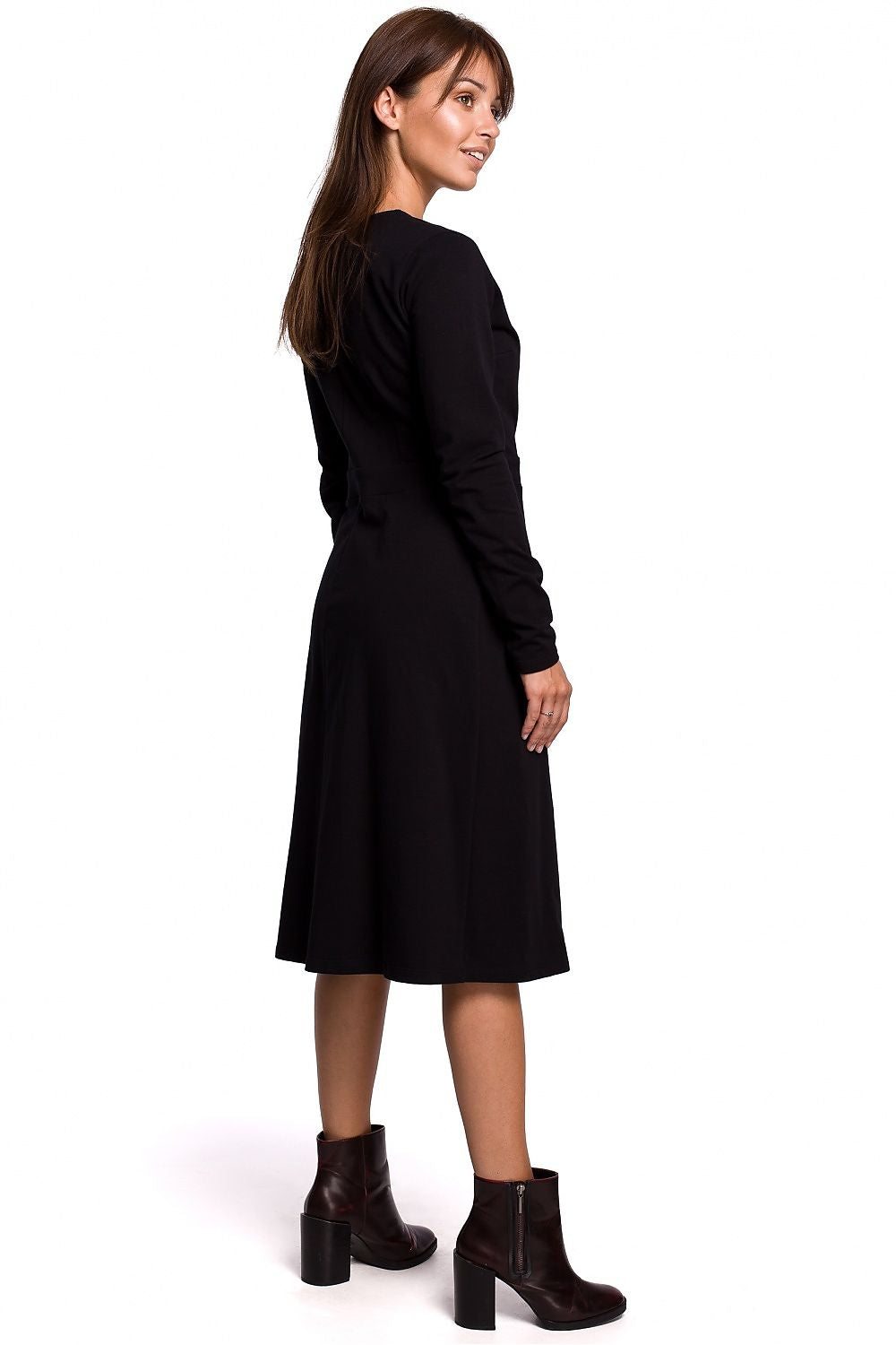 Be Wear Women's cotton dress "Hug me" with long sleeves, black