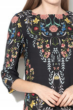 Desigual Women's elegant dress Clementine, black with floral motifs