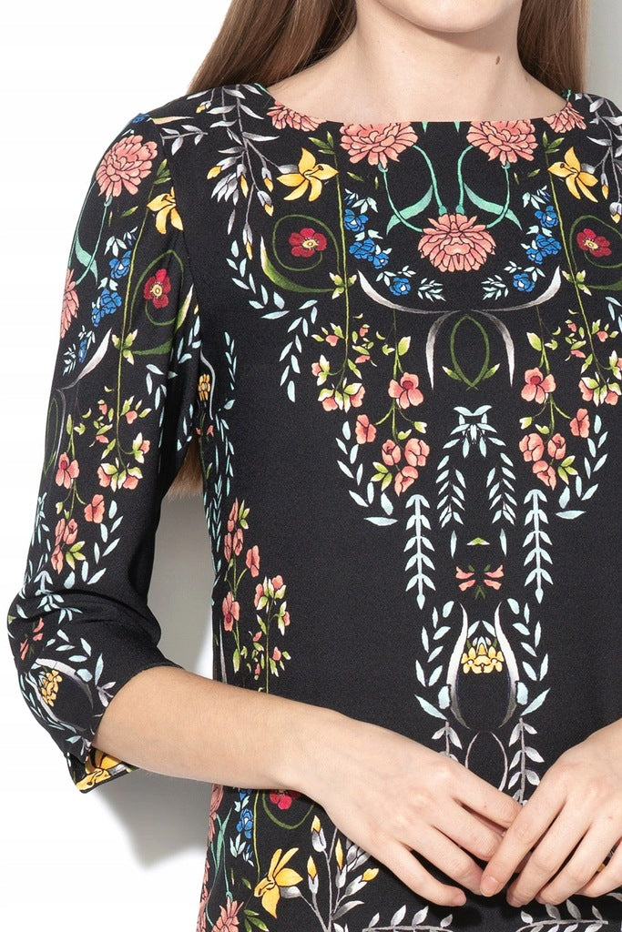 Desigual Women's elegant dress Clementine, black with floral motifs