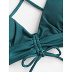 Zaful Swimsuit with colorful bottoms and bra in deep green, summer 2025