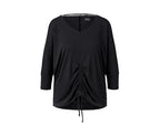 Дамска 3/4 тениска за спорт и йога, черна, XS