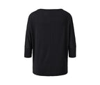 Дамска 3/4 тениска за спорт и йога, черна, XS