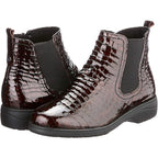 Women's boots CAPRICE Bordeaux Croco made of genuine leather, burgundy