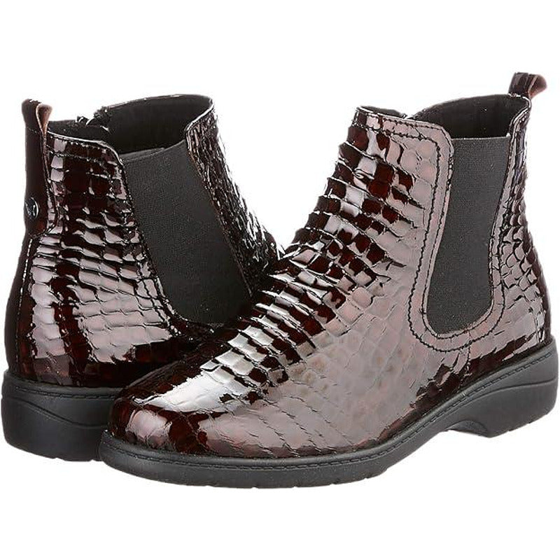 Women's boots CAPRICE Bordeaux Croco made of genuine leather, burgundy