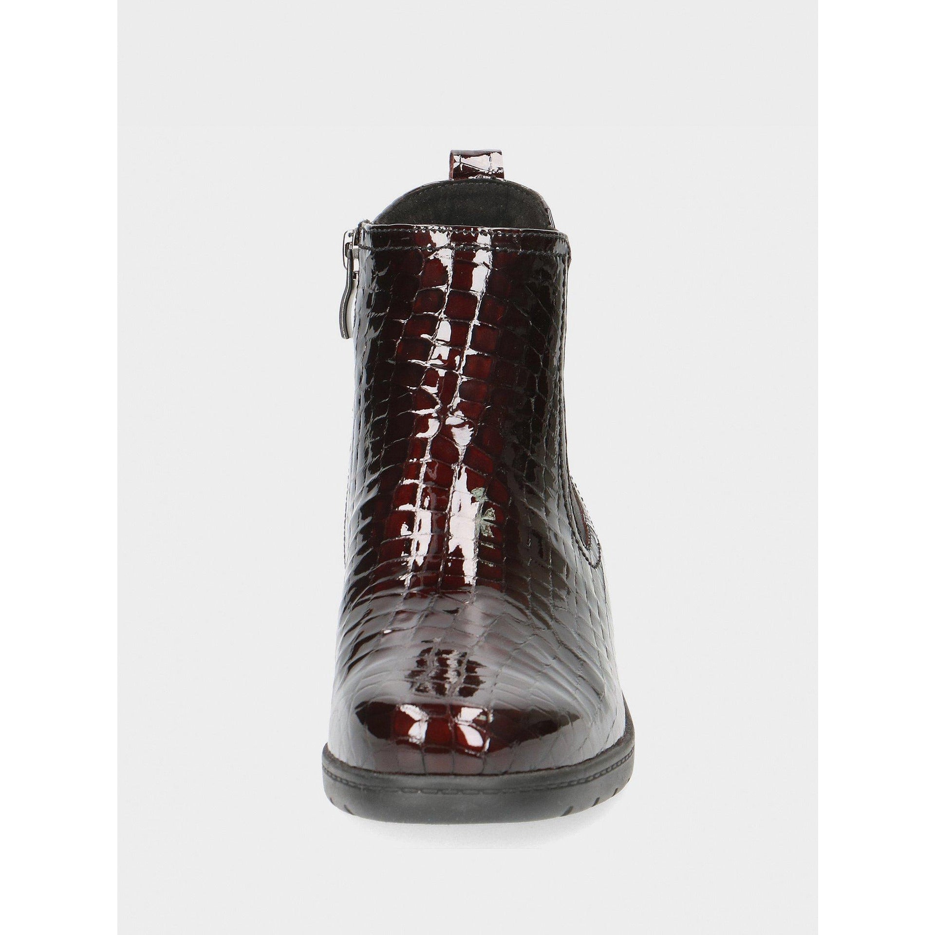 Women's boots CAPRICE Bordeaux Croco made of genuine leather, burgundy