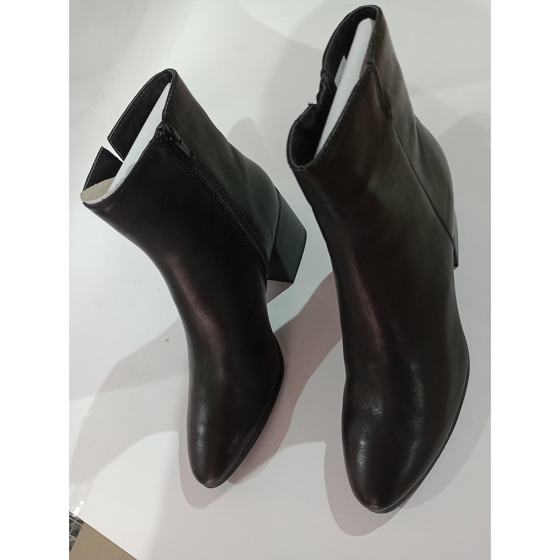 Women's elegant leather boots, eco leather, black