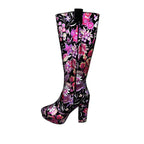 Women's high boots with floral motifs and high heels Tizian