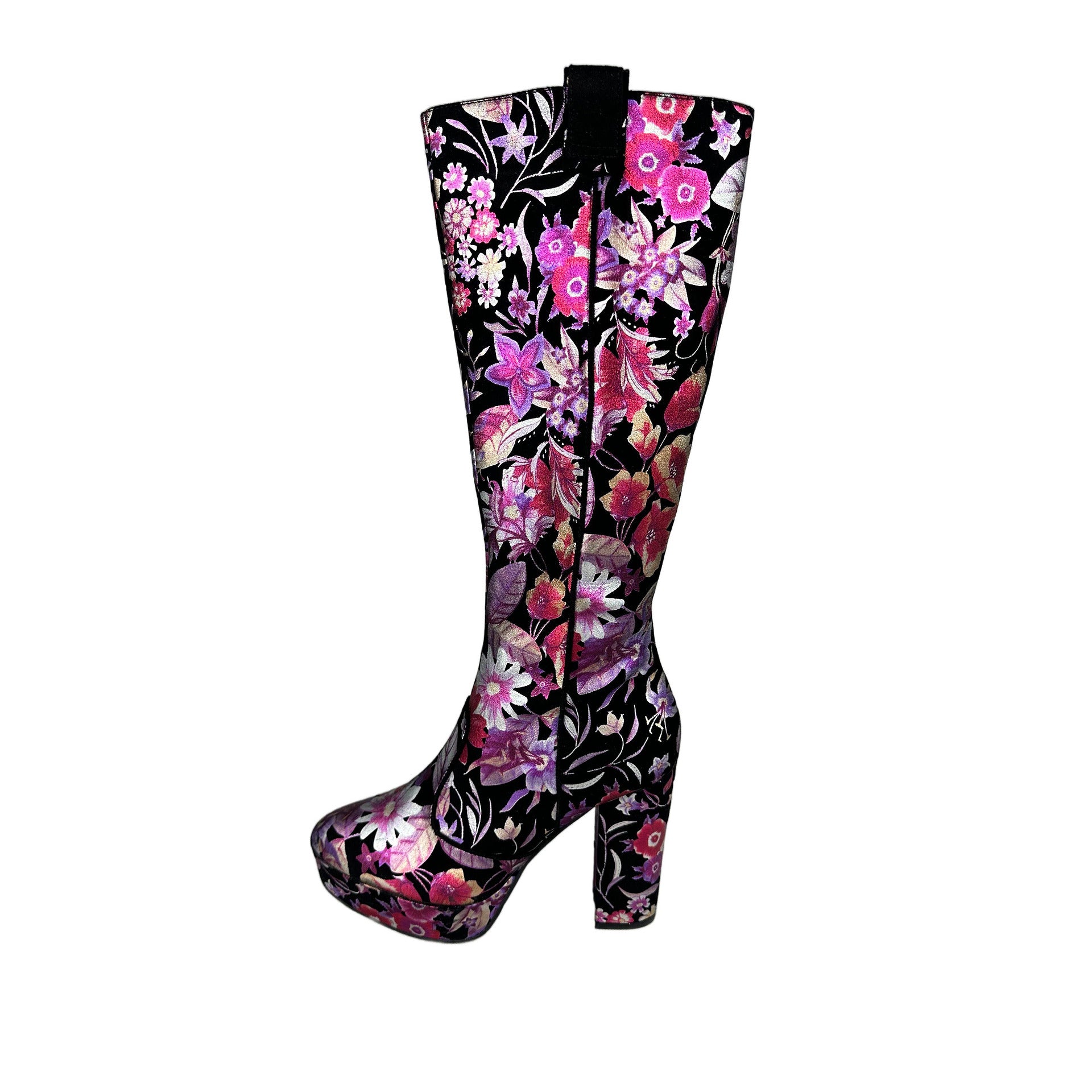 Women's high boots with floral motifs and high heels Tizian