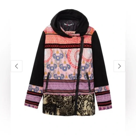 Desigual women's hooded jacket in multi-colored patterns 