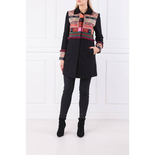 Дамско Палто DESIGUAL MIKELE, черно с разноцветни мотиви
