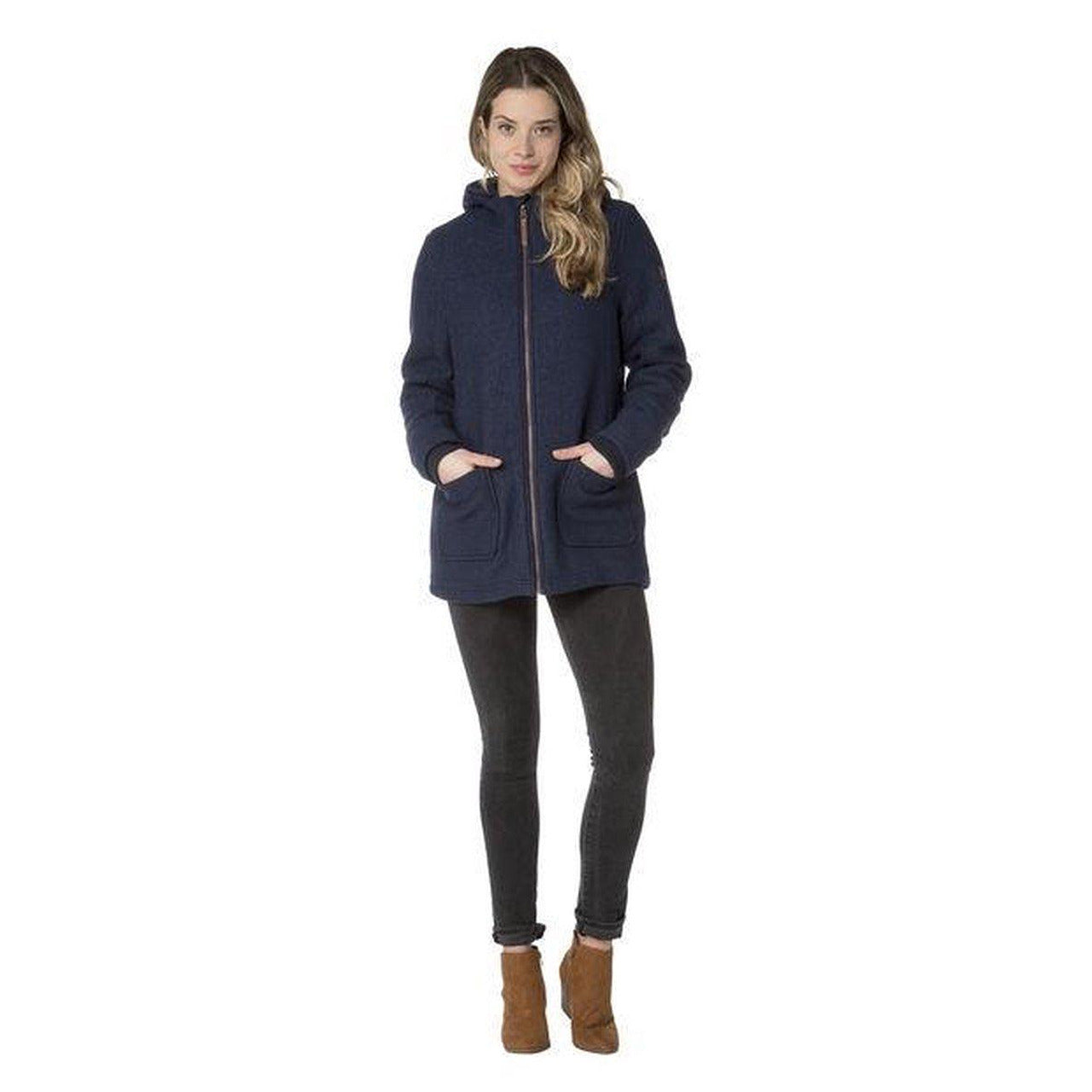 Women's wool winter sporty-elegant coat RINI Outdoor, dark blue