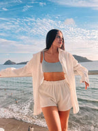 Zaful Textured Swimsuit Top, Light Blue