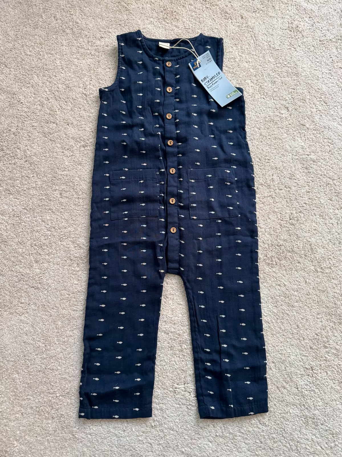 Children's hooded jumpsuit, dark blue