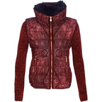 Desigual Women's jacket with floral velvet motifs 2 in 1, burgundy color