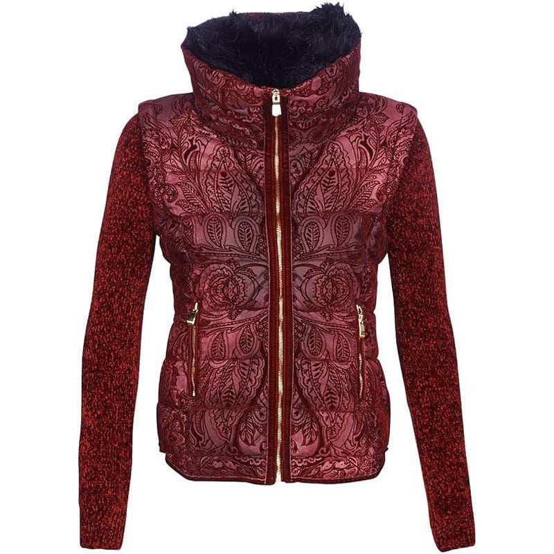 Desigual Women's jacket with floral velvet motifs 2 in 1, burgundy color
