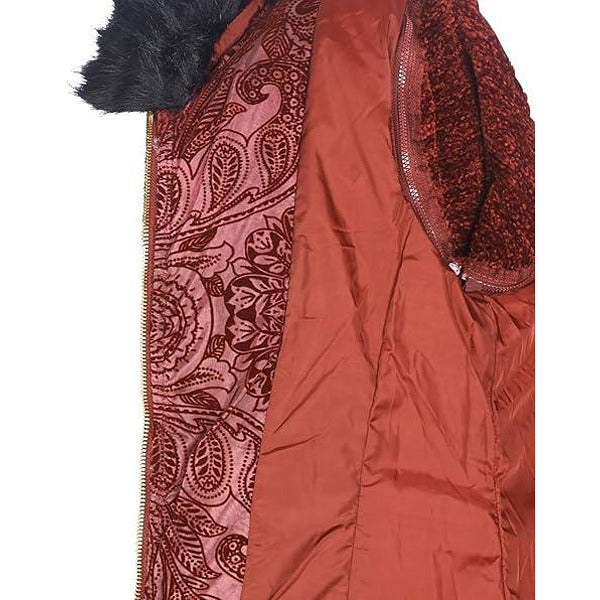 Desigual Women's jacket with floral velvet motifs 2 in 1, burgundy color