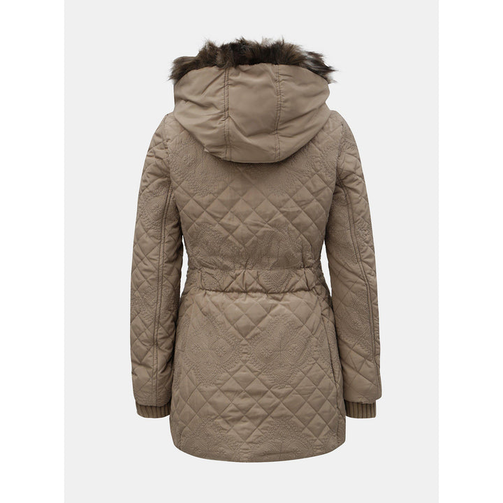 DESIGUAL Дамско ватирано зимно яке с бродерия, пясъчен цвят, 38