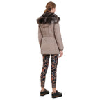 DESIGUAL Дамско ватирано зимно яке с бродерия, пясъчен цвят, 38