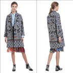 Desigual Дасмко Есенно-Зимно палто, сиво с принт на животни, 46