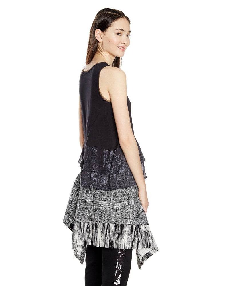 Desigual Дамски потник с волани, черен