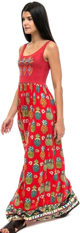 Desigual Women's long sleeveless dress, red with print