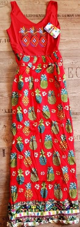 Desigual Women's long sleeveless dress, red with print