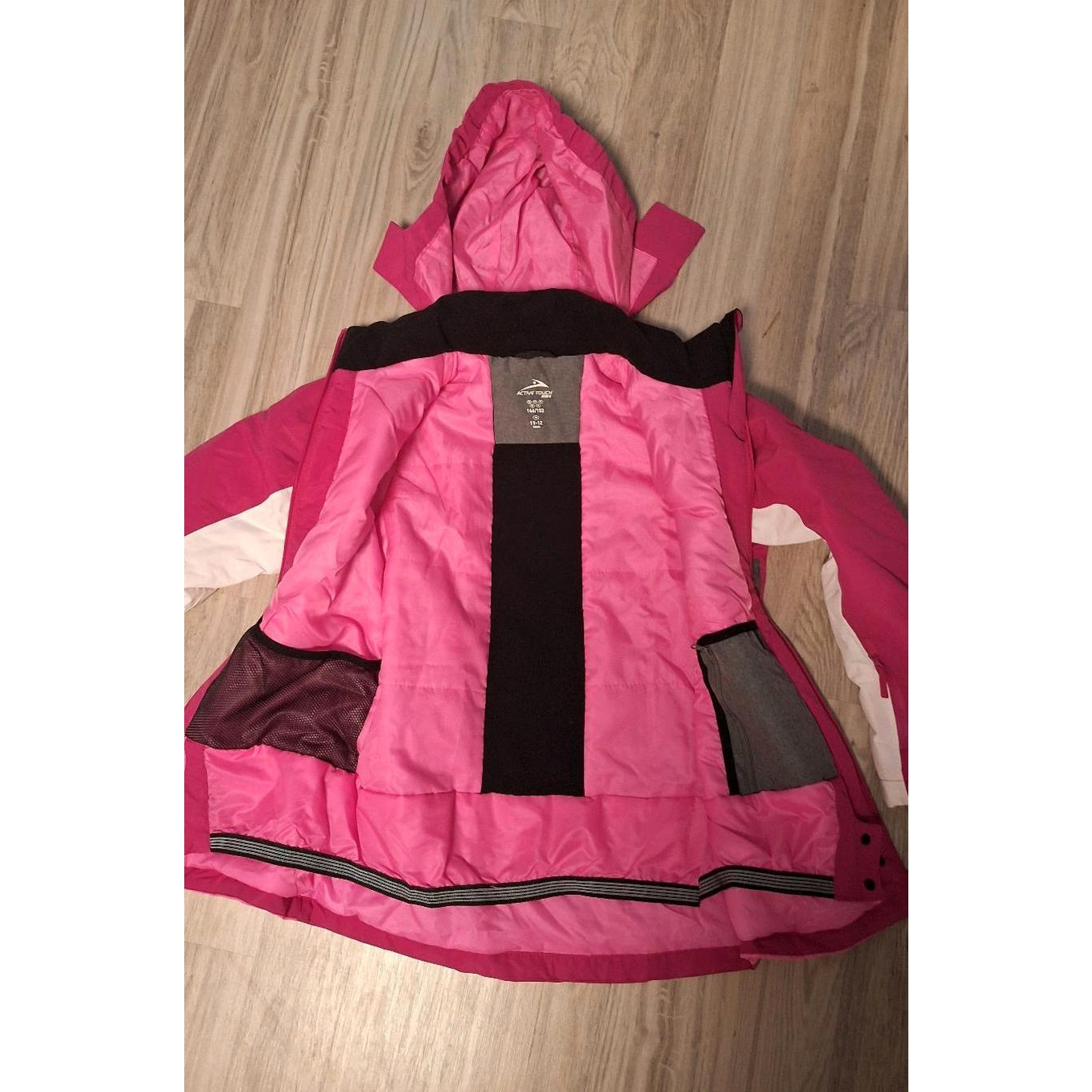 Children's ski/snowboard jacket ACTIVE TOUCH KIDS, pink with colorful details