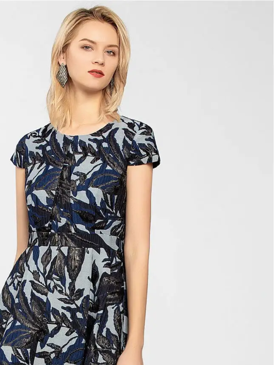 Apart Women's flared jacquard dress, multi-colored