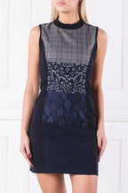 Desigual Women's short cotton elastic dress, black with lace and decorative motifs