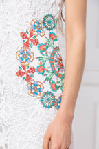 Desigual Women's lace dress, white with flower print