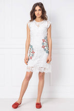 Desigual Women's lace dress, white with flower print