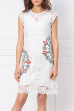 Desigual Women's lace dress, white with flower print