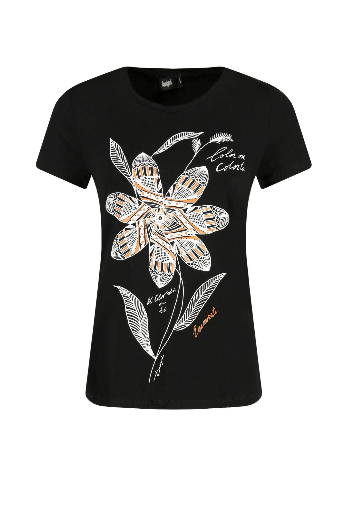 DESIGUAL Дамска лятна тениска, черна с щампа