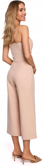 Made of Emotion Women's elegant jumpsuit with corset, nude color