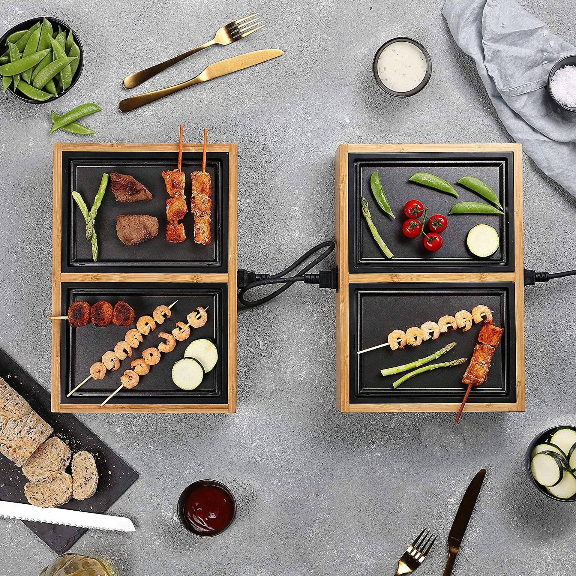 Електрически котлон от бамбук с отделни модули, 840 W Dinner4All Pure, 4 порции
