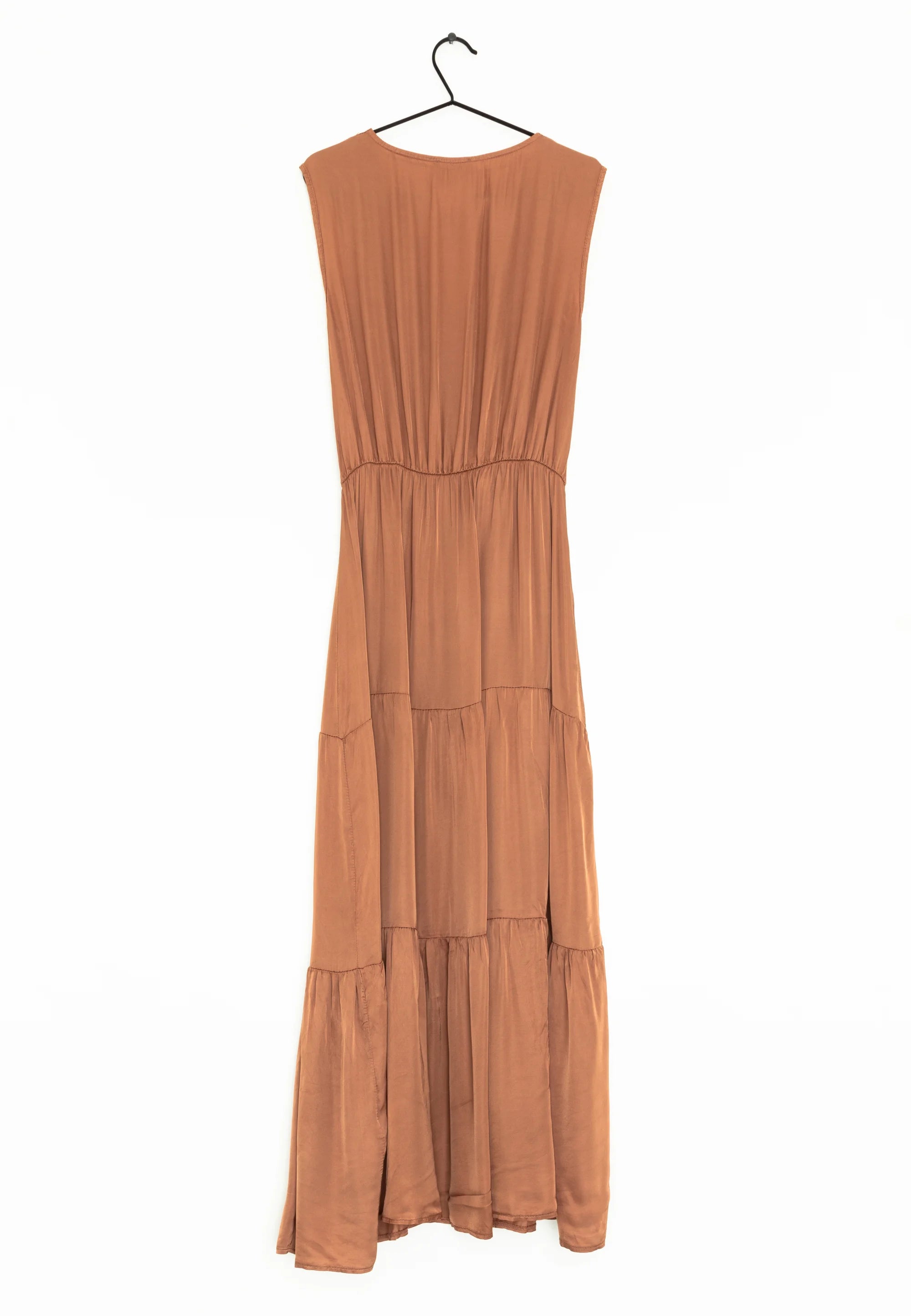 Cartoon Women's satin long dress, bronze color