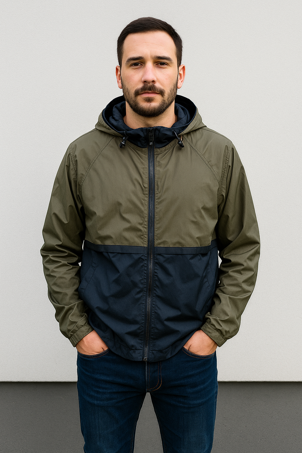 Мъжко яке Scotch & Soda Windbreaker, зелено / тъмносиньо