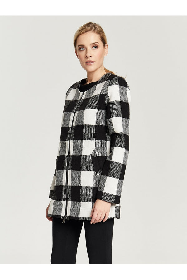 My Haylis Women's sporty-elegant coat with zipper, red-black check