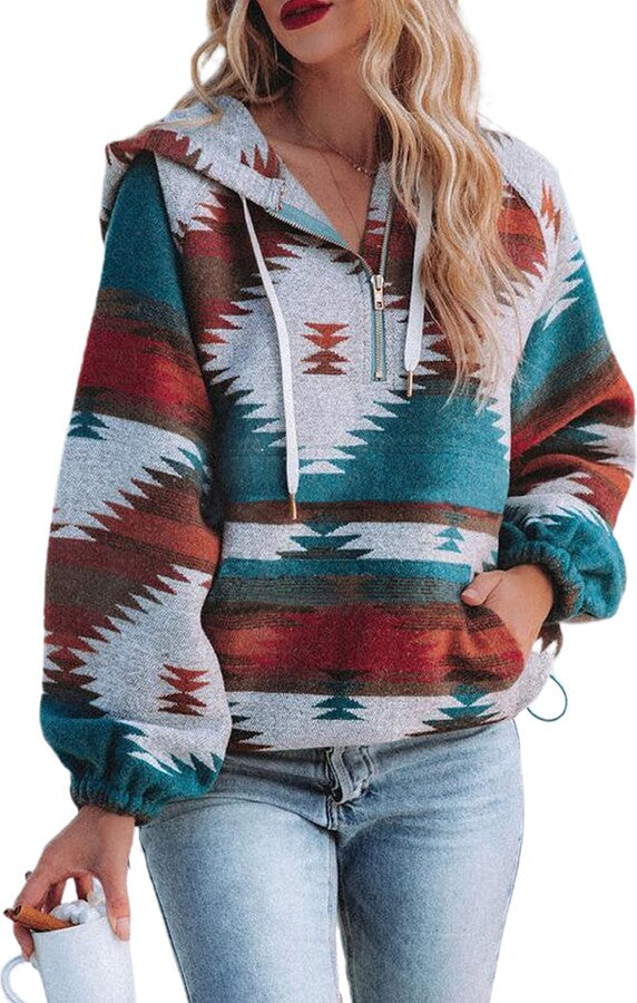 ZAFUL Дамски зимен суитчърт с етно мотиви