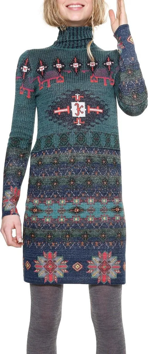 Desigual Women's elastic knitted short dress, multi-colored
