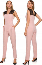 Made of Emotion Women's elegant jumpsuit with lace, pink