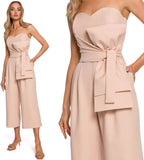 Made of Emotion Women's elegant jumpsuit with corset, nude color
