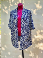 Women's knitted cardigan Haylis, blue-white