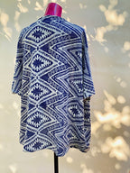 Women's knitted cardigan Haylis, blue-white